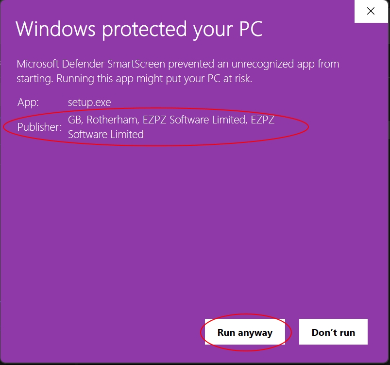 Microsoft Defender SmartScreen warning 2